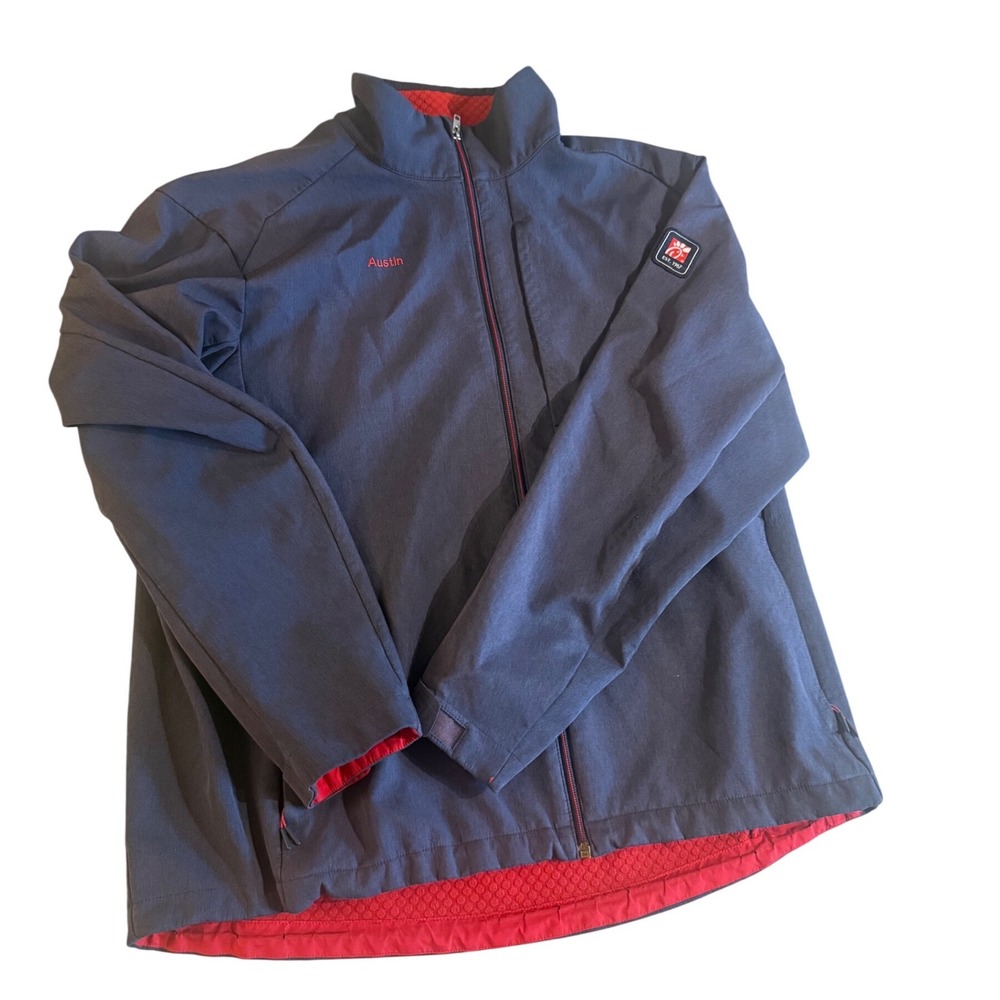 Chick-fil-A Oobe Team Style Gray Softshell Jacket Red Waffle Lining Mens XL